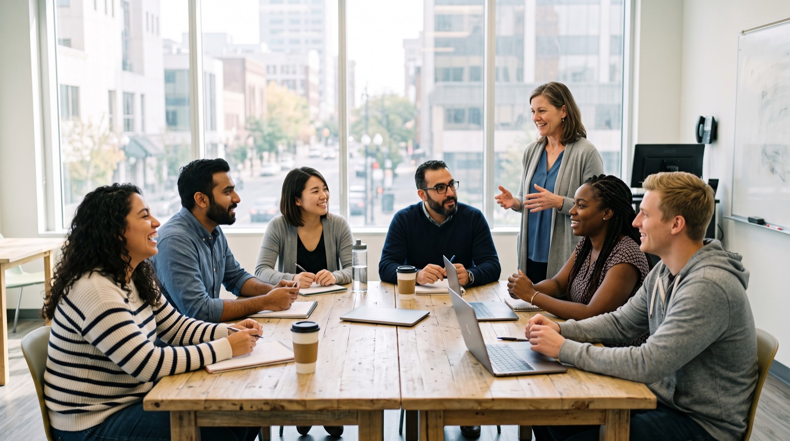 Adult ESL class at London Language Institute